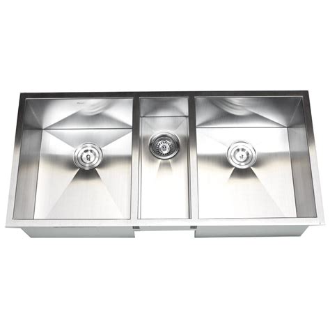 triple stainless steel sink with 42 inch cabinet space|42 Inch 16 Gauge Stainless Steel Undermount Zero Radius Triple .